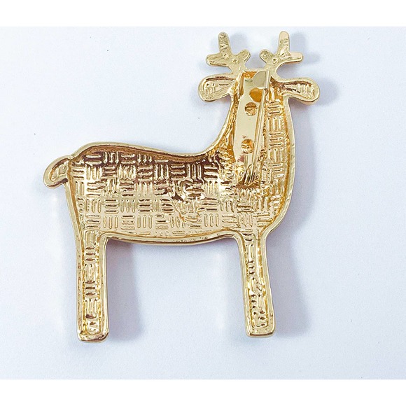 Happy Reindeer with Red Nose - Super Cute Enamel Christmas Brooch/ Pin - Picture 4 of 4